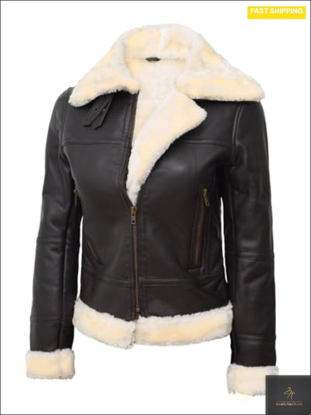 Women's 100% Lambskin Leather Sherpa Aviator Jacket